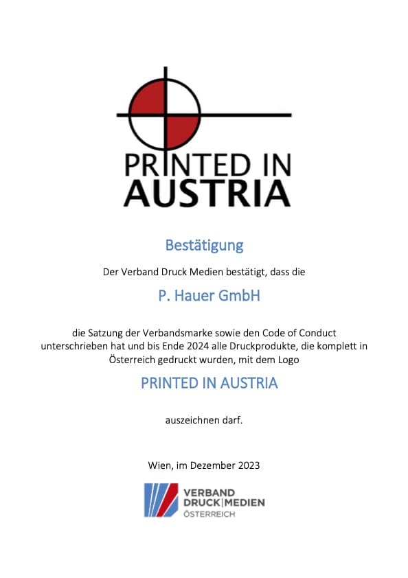 2023 24 071 p. hauer gmbh printed in austria zertifikat gueltig bis 31.12.2024
